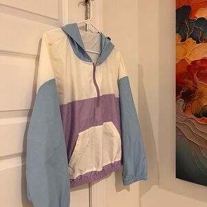 Retro Curve Lavender Baby Blue Color-block 90s Jacket
